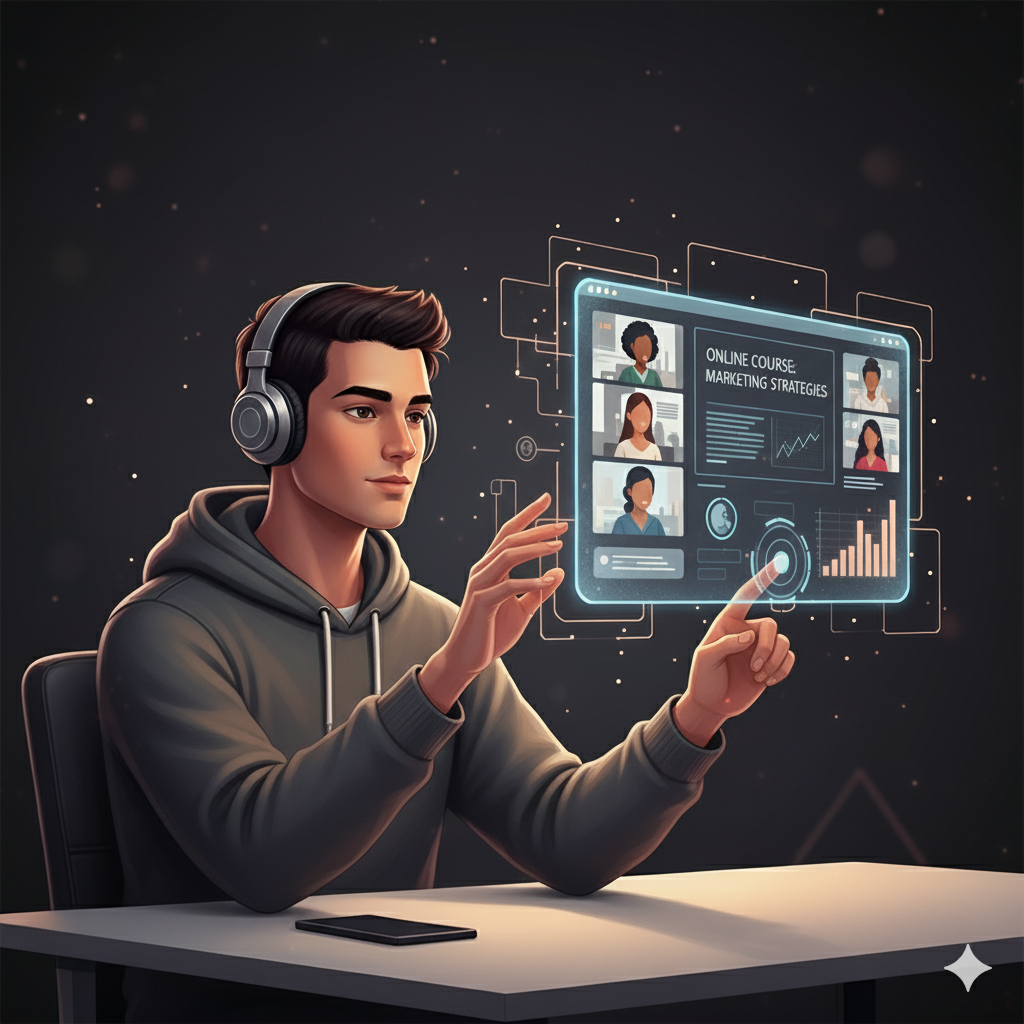 Pessoa assistindo a uma aula online